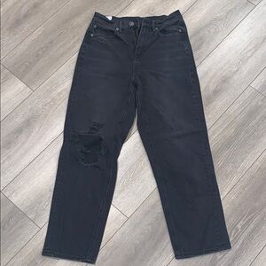 American Eagle Outfitters Black High Rise 90s Boyfriend Distressed Jeans